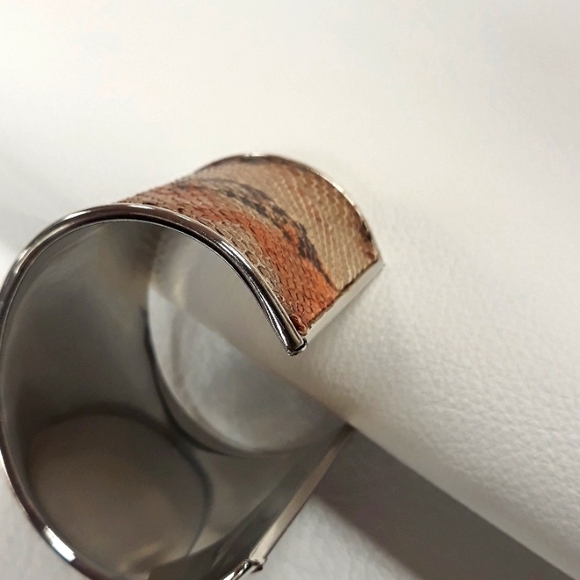 Hand Painted Python Snakeskin/Cuff Bracelet/ Statement Bracelet Handcrafted/Boho - Picture 4 of 15